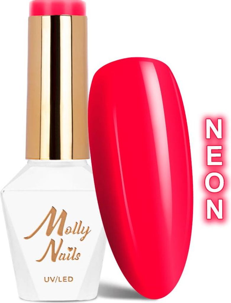 Molly Nails Neons Pinky Red HEMA/Di-HEMA-freier Hybrid-Nagellack, 8 g, Nr. 76