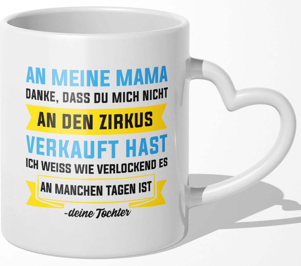22Feels Mama Geschenk von Tochter Muttertag Geburtstag Mutter Tasse Weihnachten Kaffeetasse Frauen Beste Eltern (Herzhenkel Weiss)