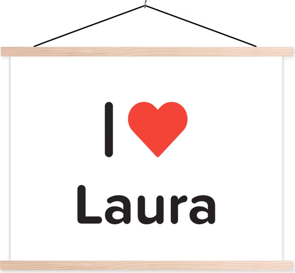 MuchoWow Textilposter Ich liebe - Laura - Mädchen 60x45 cm mit holzfarbenen Rahmen - Bild