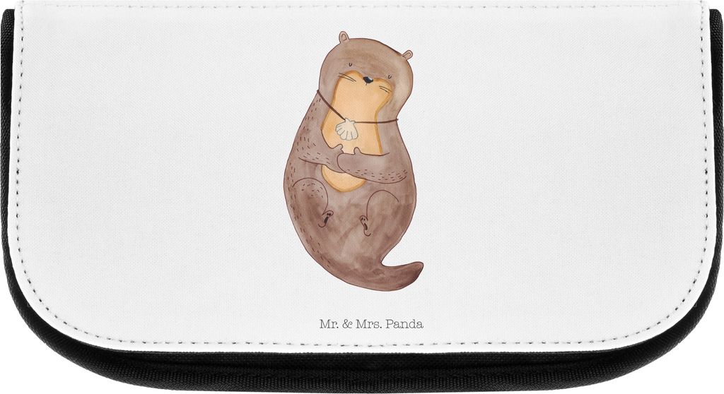 Mr. & Mrs. Panda Organizer Otter Muschel - Weiß - Geschenk, Kosmetiktasche, Make-up, Kulturbeutel, klein, kosmetiktäschchen, Süß, Büro, Tagtr...