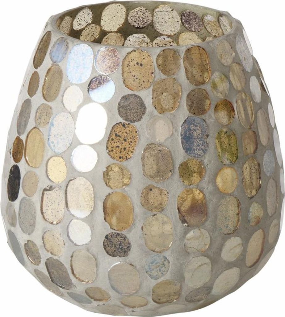 Boltze KEMIS Windlicht aus Mosaik im Farbmix braun beige, Produktbild 