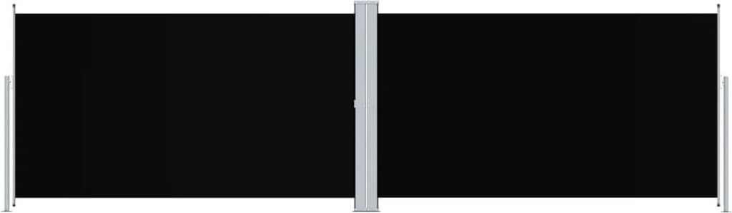 A black retractable side awning is shown against a white background.