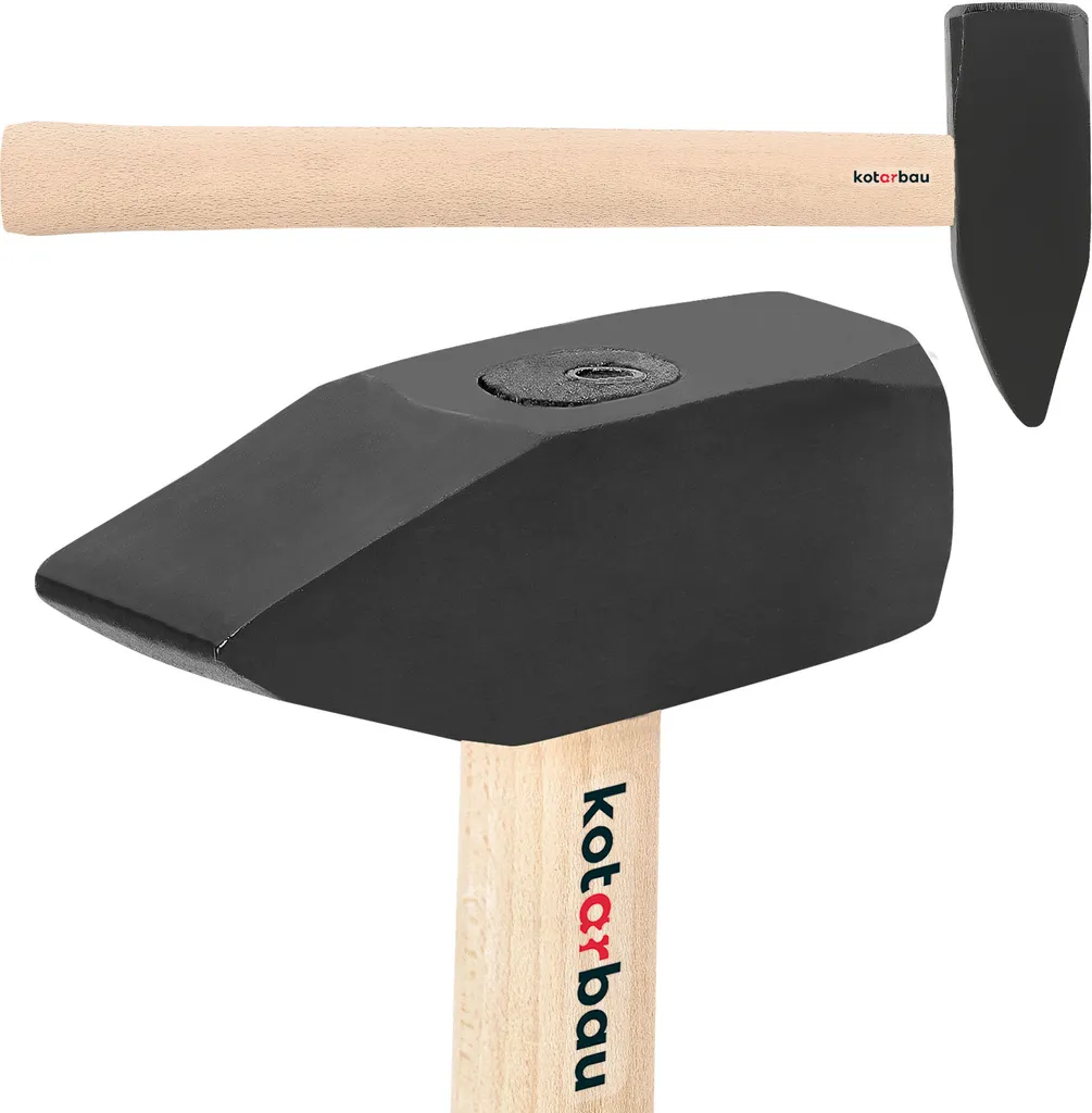 Martello KOTARBAU® 2 kg con gambo in legno Martello in acciaio 400 mm Martello da ingegnere Strumento