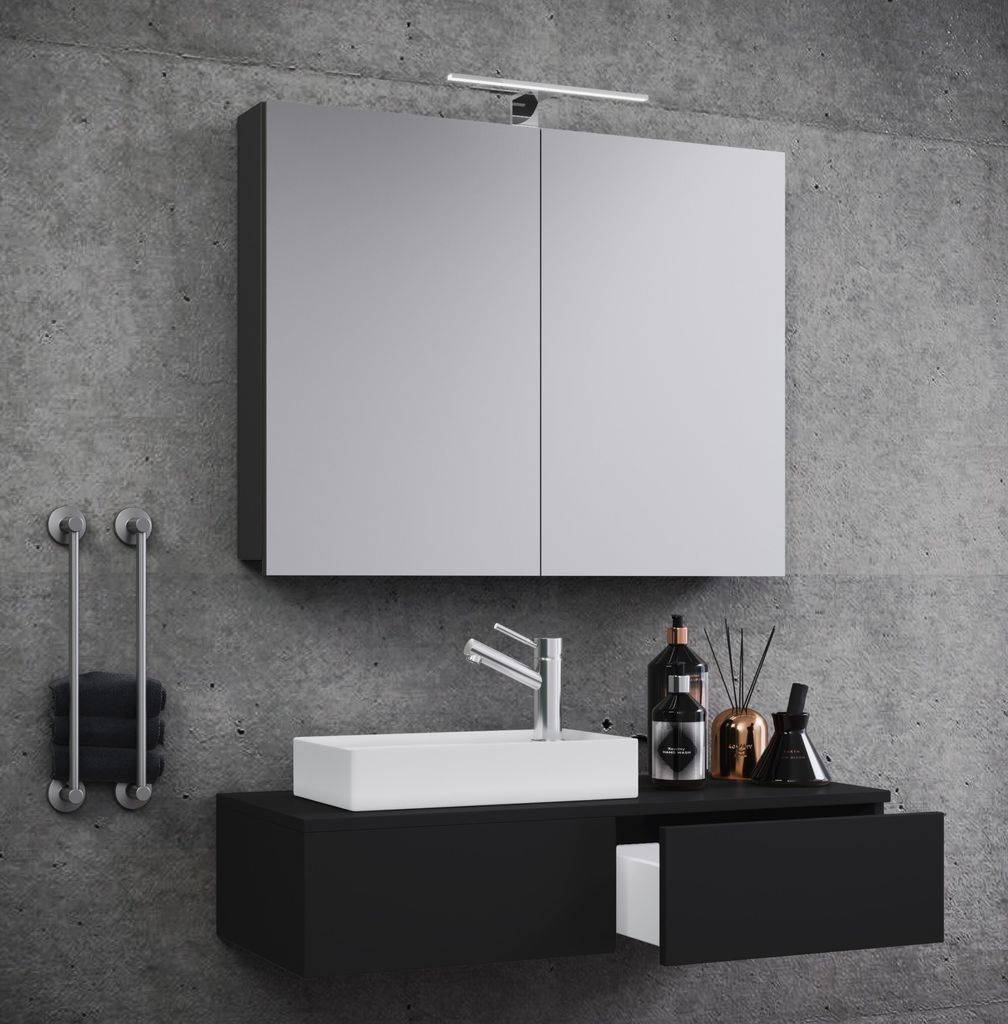 VCM 3-tlg Set | Waschplatz für Gäste WC | Gästebad | Waschtisch Toilette | Badmöbel Badezimmer Set - Gudas SC