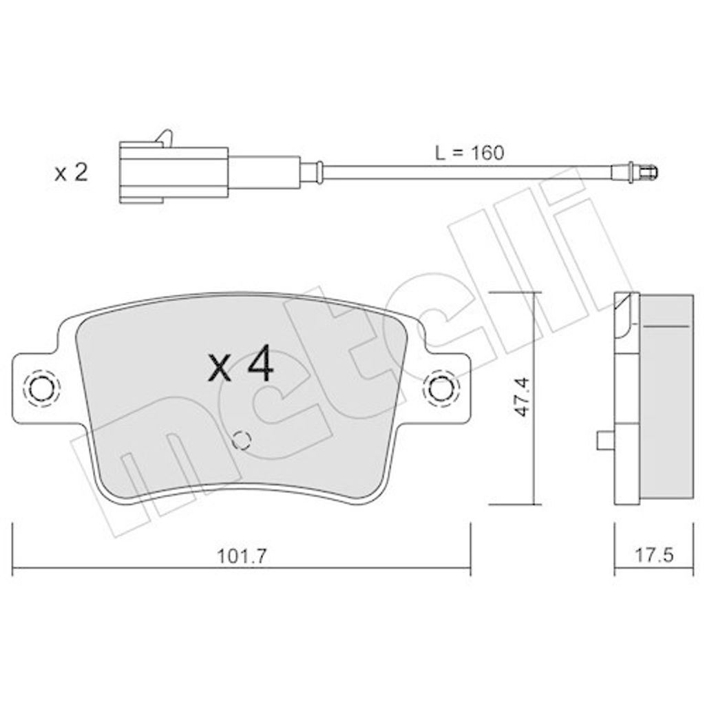 METELLI Bremsbeläge Satz Hinten Bremsklötze für FIAT PUNTO EVO (199) 22-0705-1