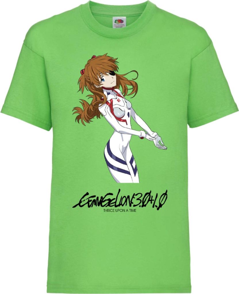 Kinder T-Shirt Evangelion Asuka Langley Soryu Evangelion Asuka, 5-6 Jahr - 116 / Lime
