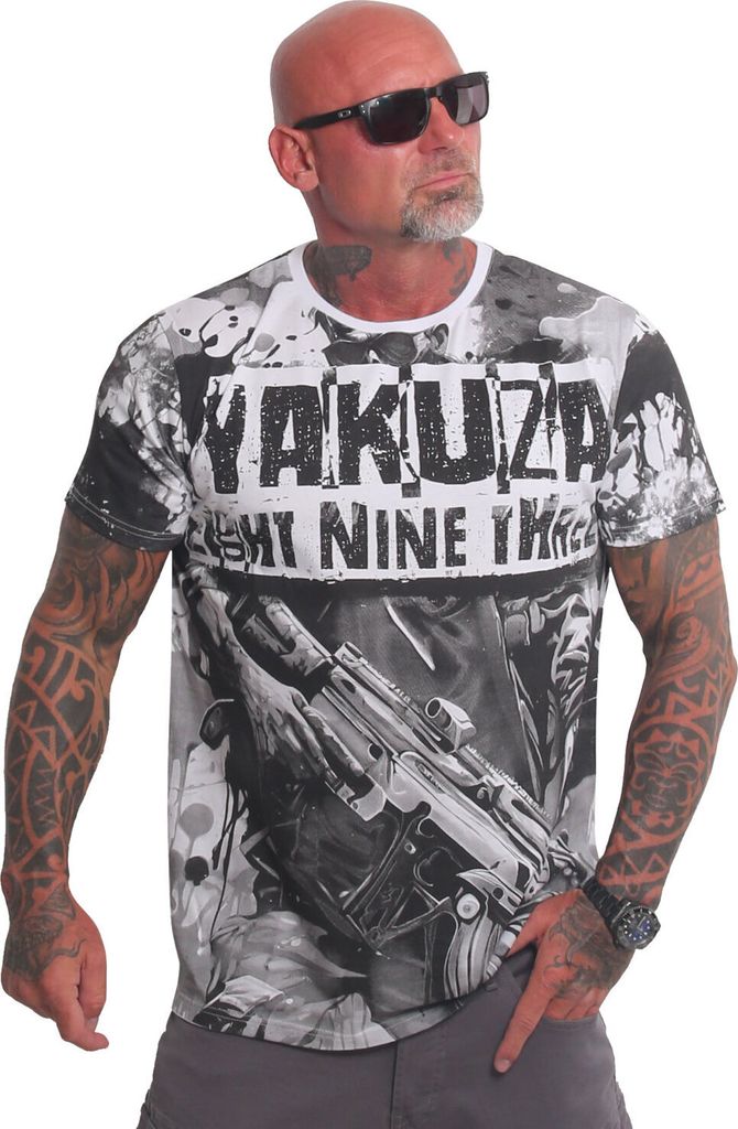 Yakuza Herren Specialist Allover Regular T-Shirt, Weiß, S