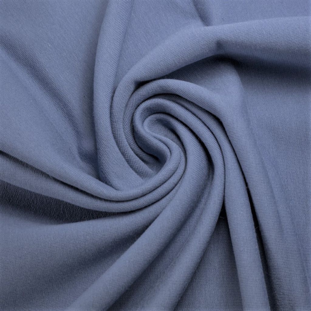 Bündchenstoff Heike Jeansblau, Uni 240 g/m², Strickschlauch glatt/fein, 50 cm Schlauch, Meterware