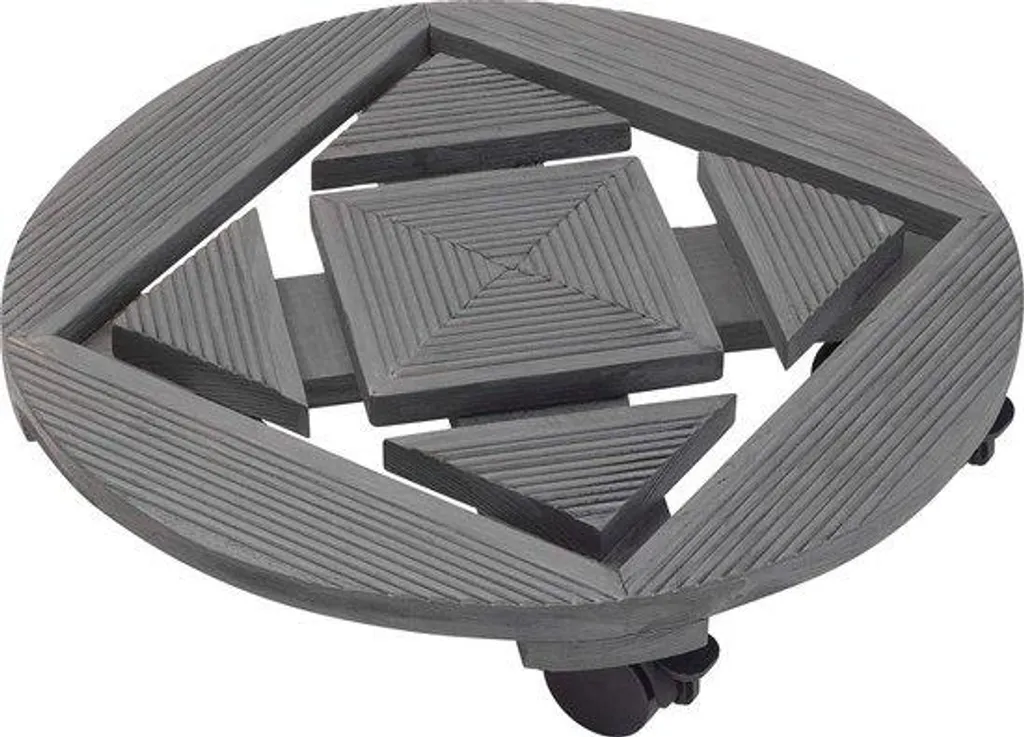 Support pot de fleur bois Ø 35 cm - Charge 60 kg - Roulettes à frein
