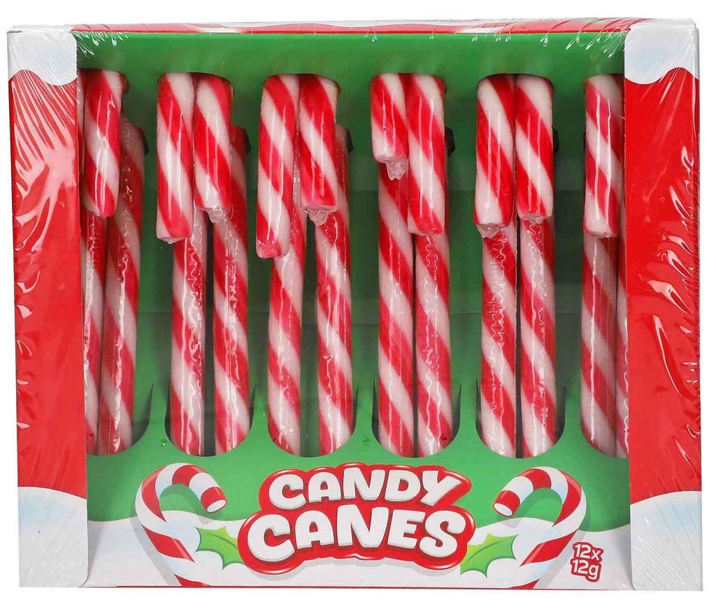 Sweet Flash Candy Canes Zuckerstangen 12cm rot-weiß 12er Produktbild 