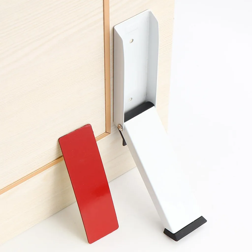 Cale-porte rabattable blanc pour maison et bureau, pose sans trou