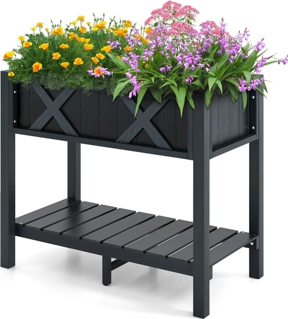 Jardinière sur pied bois noir : fini le mal de dos pour jardiner
