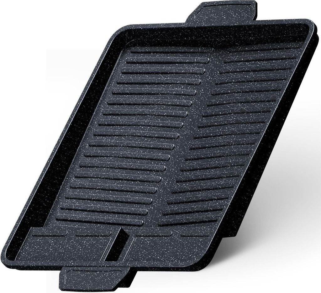 Grillplatte Aufsatz eckig 37x26 cm, antihaftbeschichtete Grillpfanne, BBQ Camping Zubehör