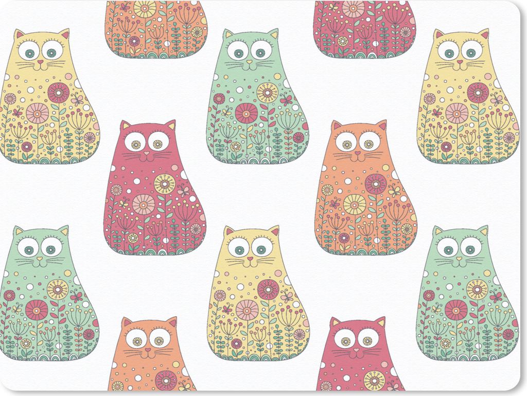 MuchoWow® Mauspad Mousepad Mädchen - Katze - Blumen - Produktbild 