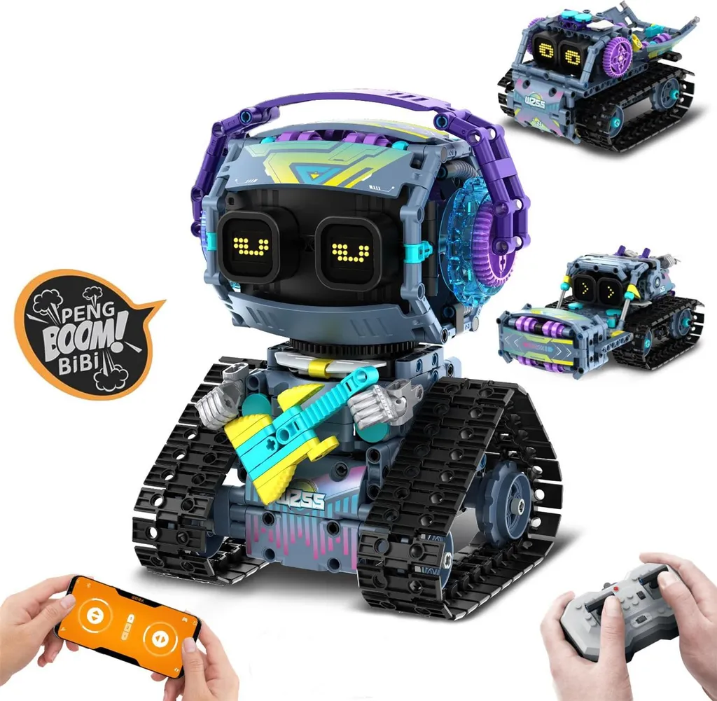 Robot de construction noir pour enfant de 6 à 12 ans cadeau idéal STEM