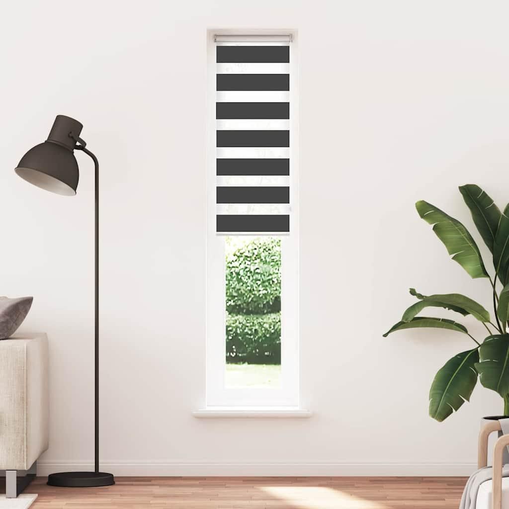vidaXL Doppelrollo Schwarz 40x200 cm Stoffbreite 35,9 cm Polyester
