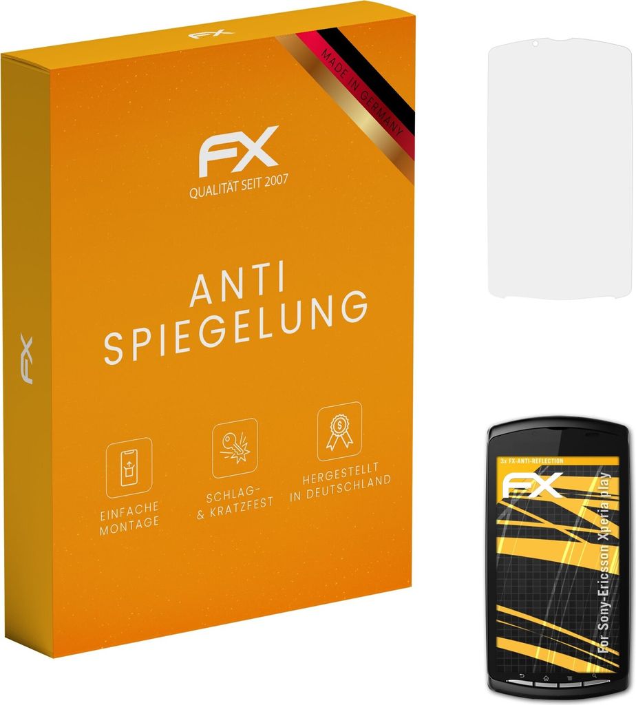 atFoliX FX-Antireflex 3x Schutzfolie kompatibel mit Sony-Ericsson Xperia play Displayfolie