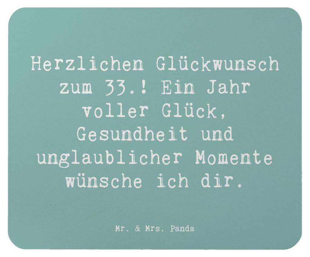 Mr. & Mrs. Panda Mousepad Spruch 33. Geburtstag Wünsche - Meeresbrise - Geschenk, feiern, Glück, Feier mit Stil, Mouse Pad, mousematte, laptop, u...