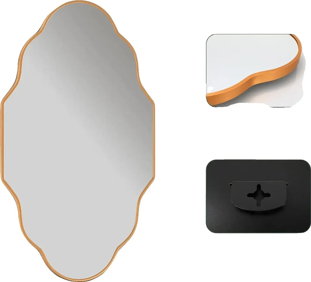 Miroir lanterne doré forme libre avec miroir grossissant de précision
