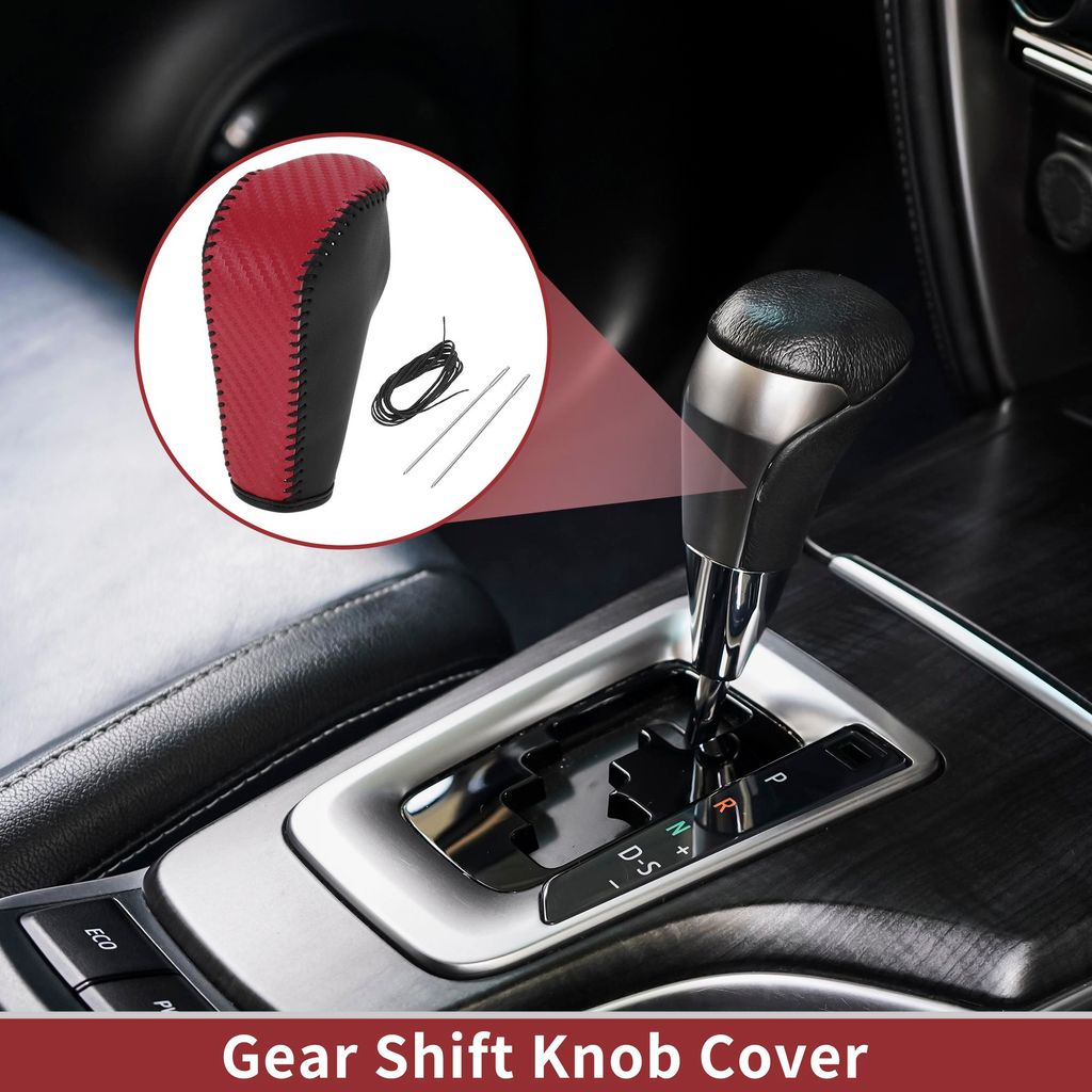 Rutschfest Zahnrad Schaltung Knopf Abdeckung Auto Schalthebel Schaltgriff Schutz für BMW 3 Serie E90 2004-2012 Schwarz Rot Kunstleder