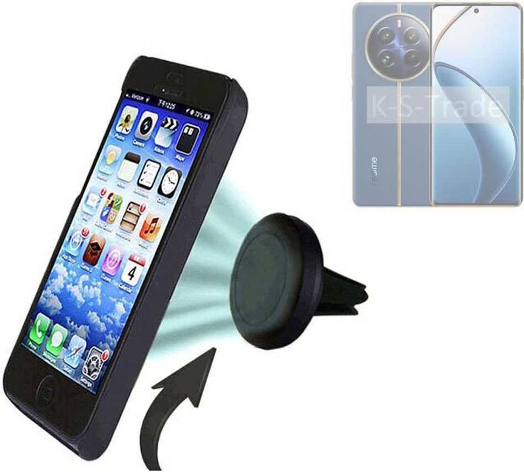 K-S-Trade Kompatibel mit Realme 12 Pro 5G Auto Handy Halterung KFZ Halter Lüftungsgitterhalterung Air Vent mount Smartphone Halter