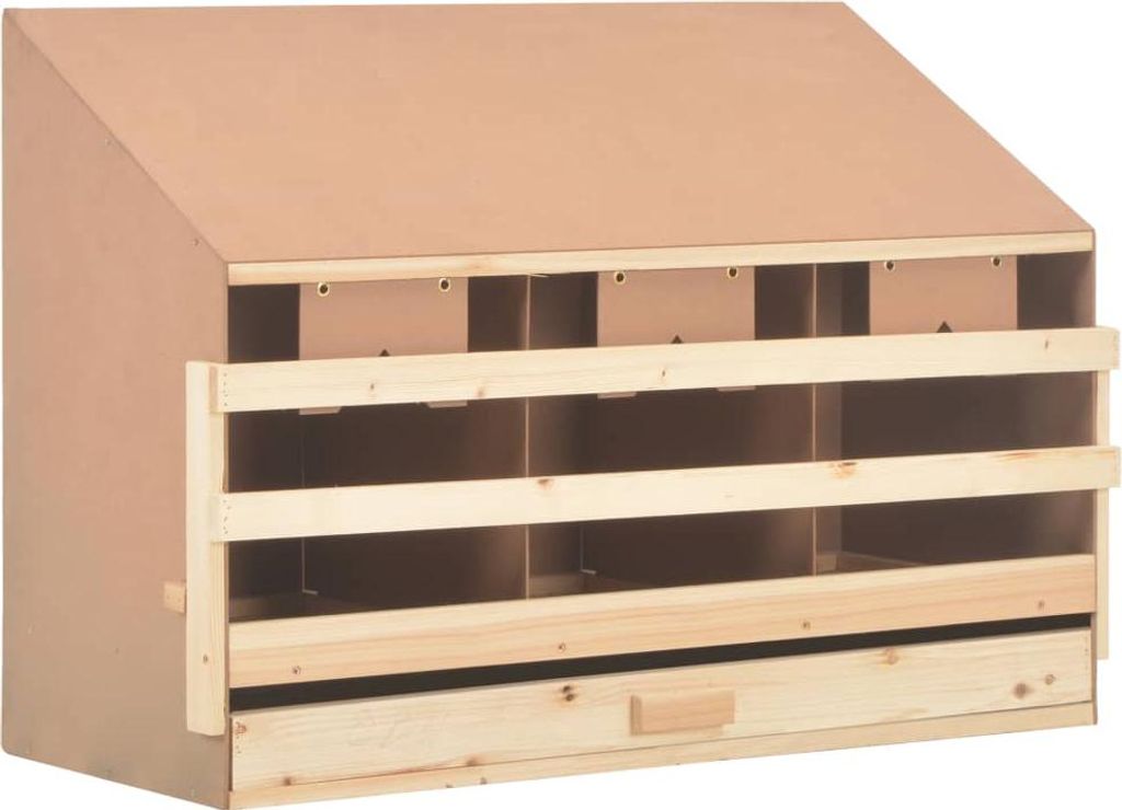 vidaXL Legenest für Hühner 3 Fächer 93x40x65 cm Massivholz Kiefer