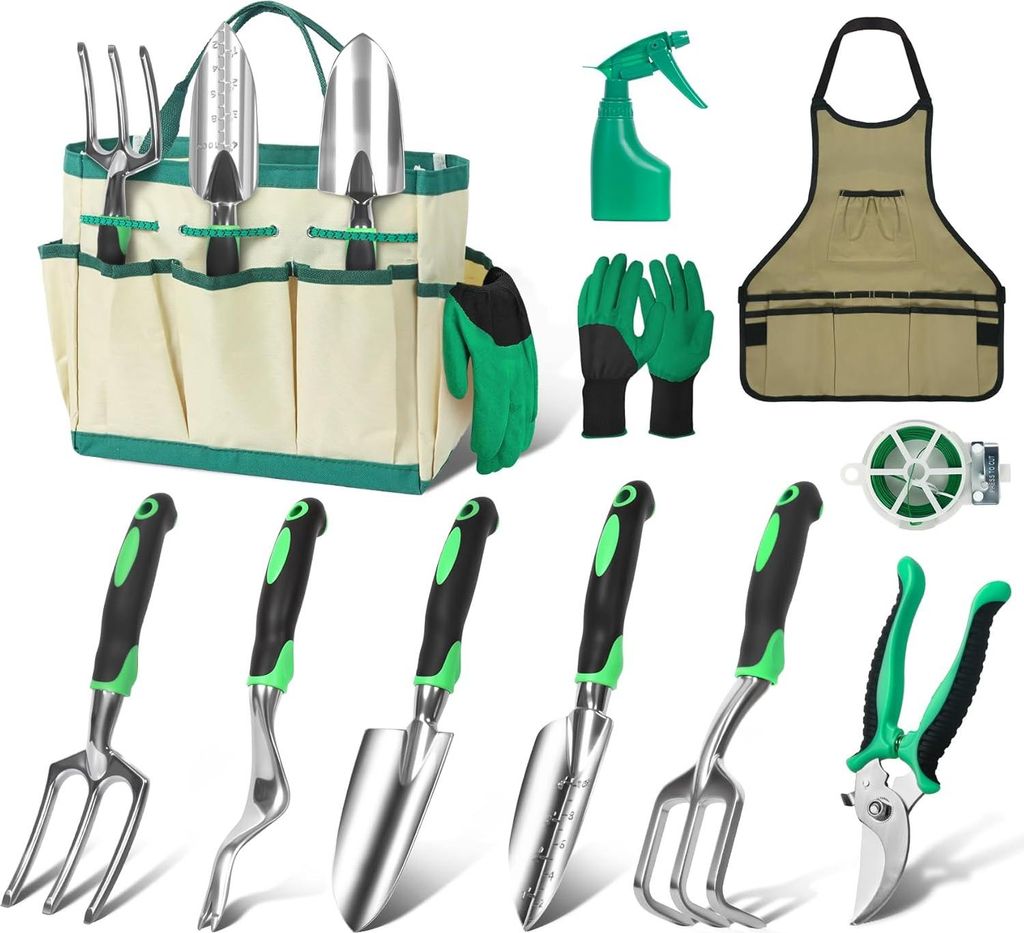 11-teiliges Gartenwerkzeug-Set, robustes Set mit Aufbewahrungstasche und Schš¹rze, langlebiges Gartenwerkzeug-Set aus Aluminiumlegierung, Garteng...