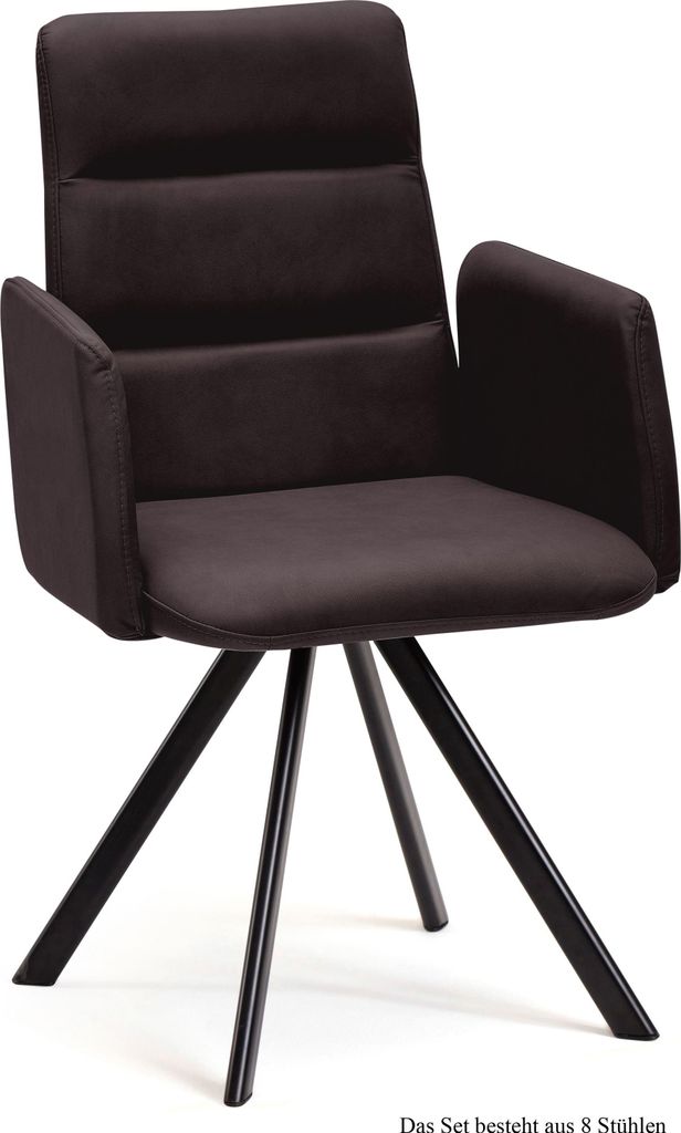 Armlehnstuhl (8er-Set) Deane 52x92x60 Schwarz/Espresso