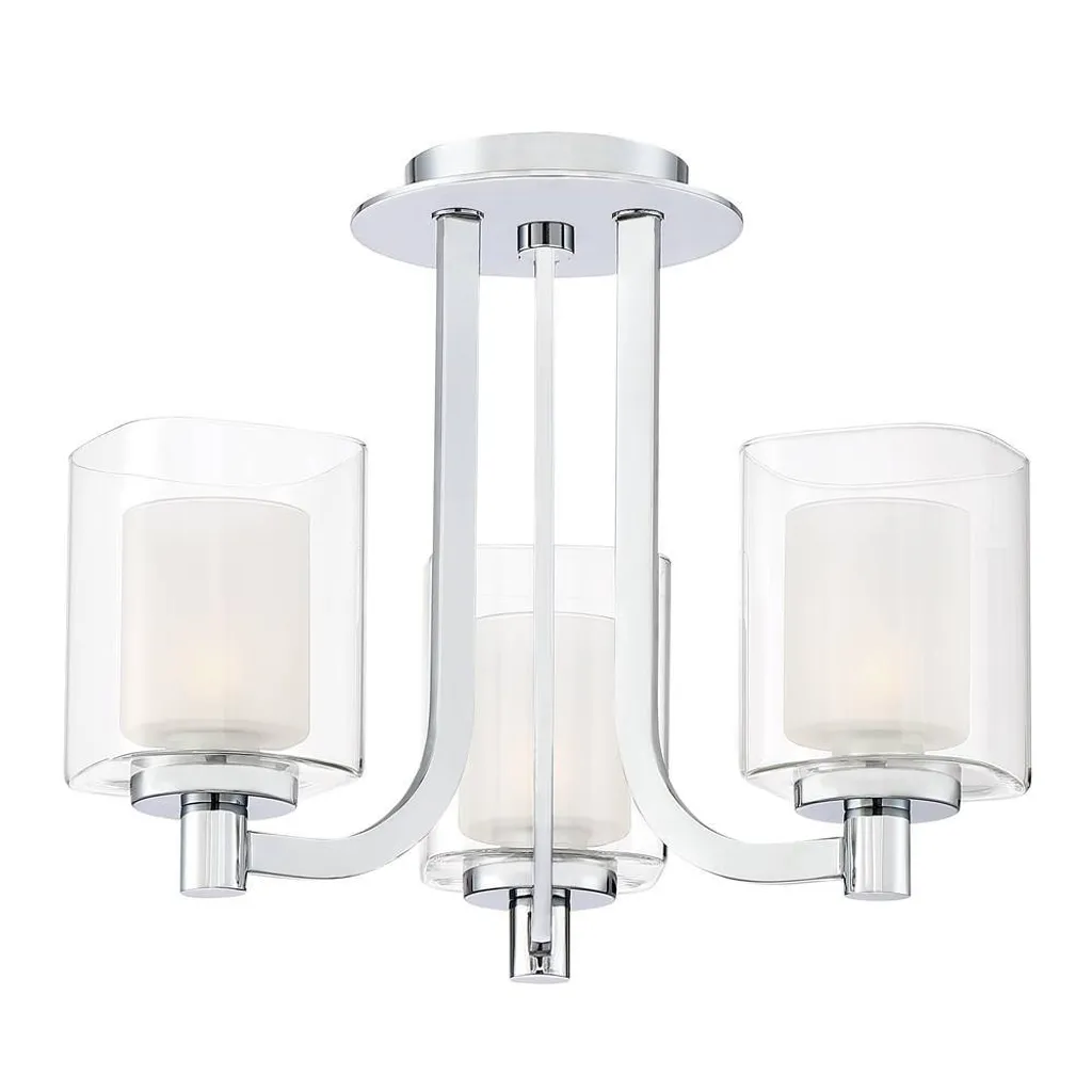 Plafonnier Kolt Quoizel Chrome Poli 3xG9 Luminaire Design 38cm IP44