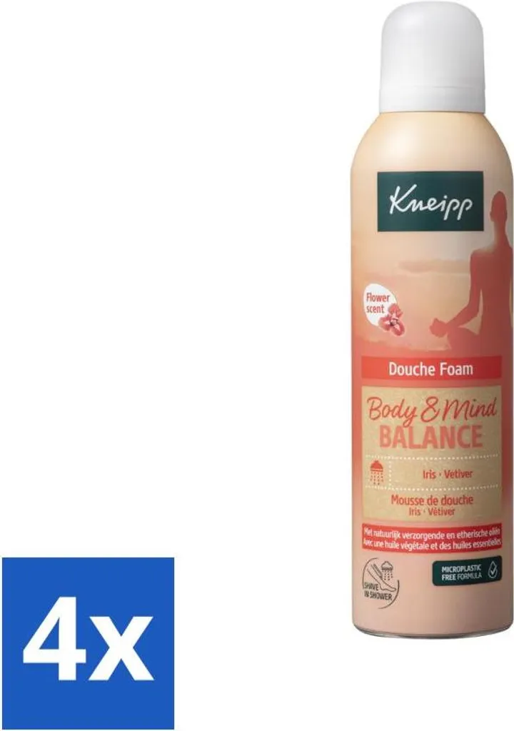 Mousse de douche Kneipp anti-stress Iris Vétiver - 4 x 200ml pour peau douce
