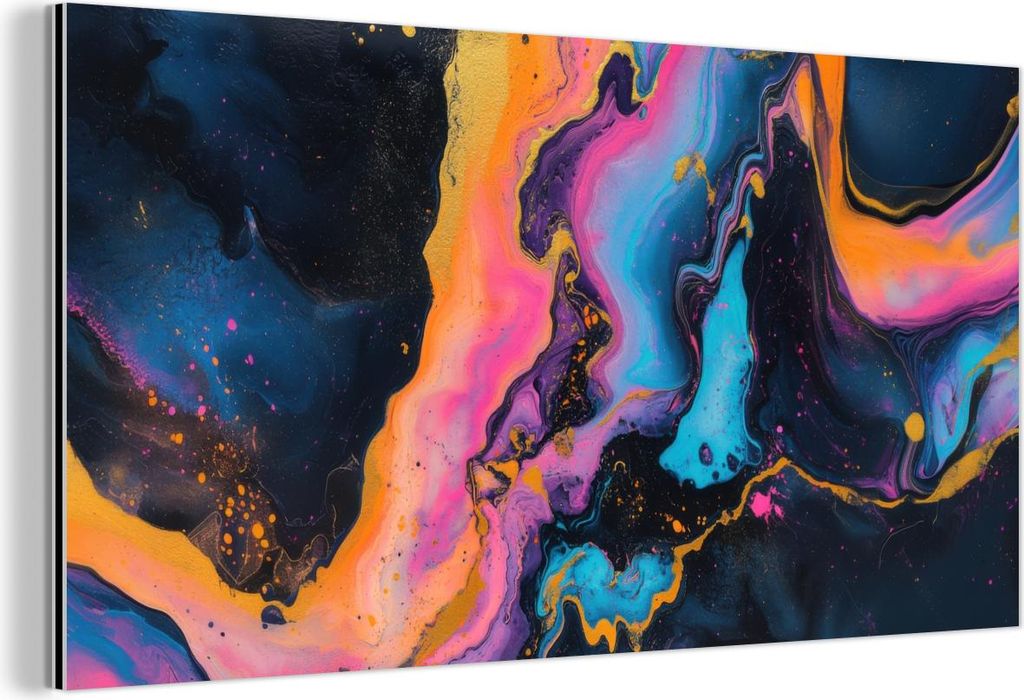 MuchoWow Wanddekoration Metall Metallbild Wandkunst 40x20 cm Modern - Marmor - Orange MuchoWow Aluminium Gemälde - Bild - Aluminium