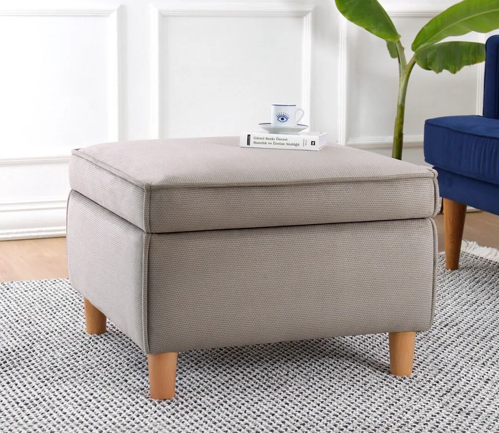 Pouf Hanah Home Roscen Marron en 100% Coton - Dimensions 63 x 63 x 43 cm