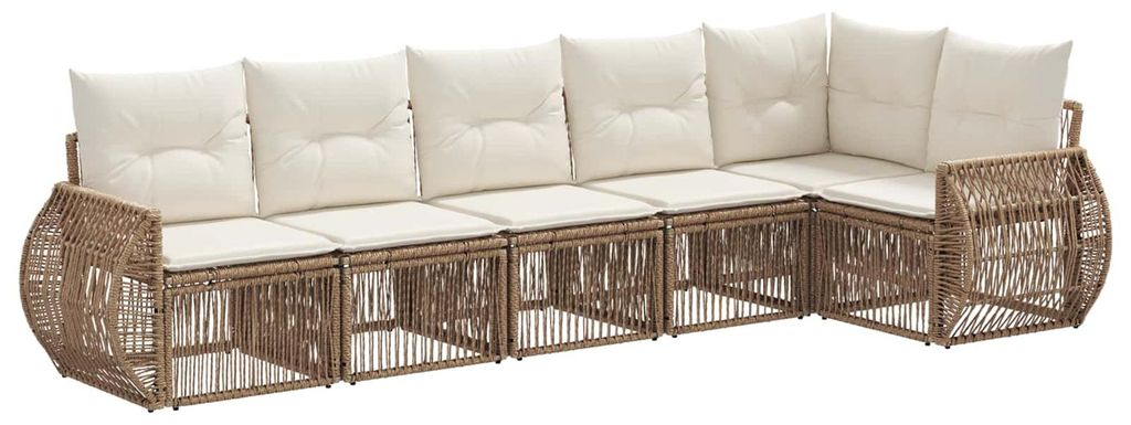 vidaXL Gartensofa-set 6 pcs Beige und Cremeweiß Poly-Rattan