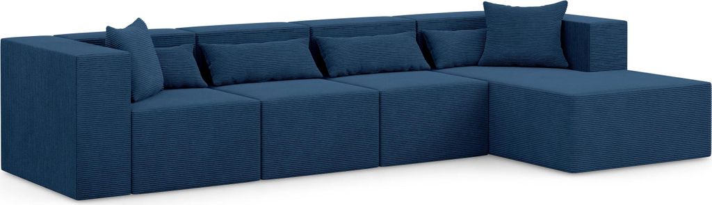 Ecksofa Nova L MAX - 360x180x76cm, Otomane, 2x Sessel, modulares Ecksofa, Rechts, Dunkelblau