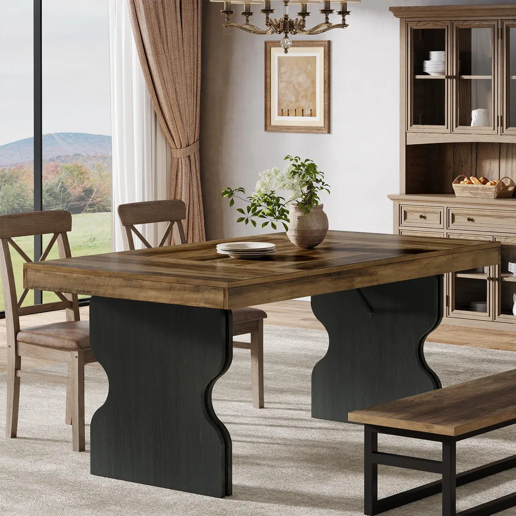 Tribesigns Table à manger rectangulaire rustique 160 cm en bois MDF