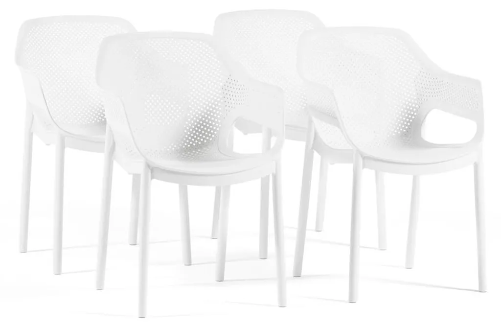 Chaises de jardin blanches pour bar et restaurant - Lot de 4 empilables