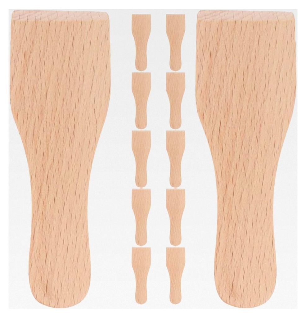 12 Stück kleine Holzspatel mit ergonomischem Griff, robuster Holzkochspatel, vielseitig für Grillen und Backen, schonend für beschichtetes Kochg...