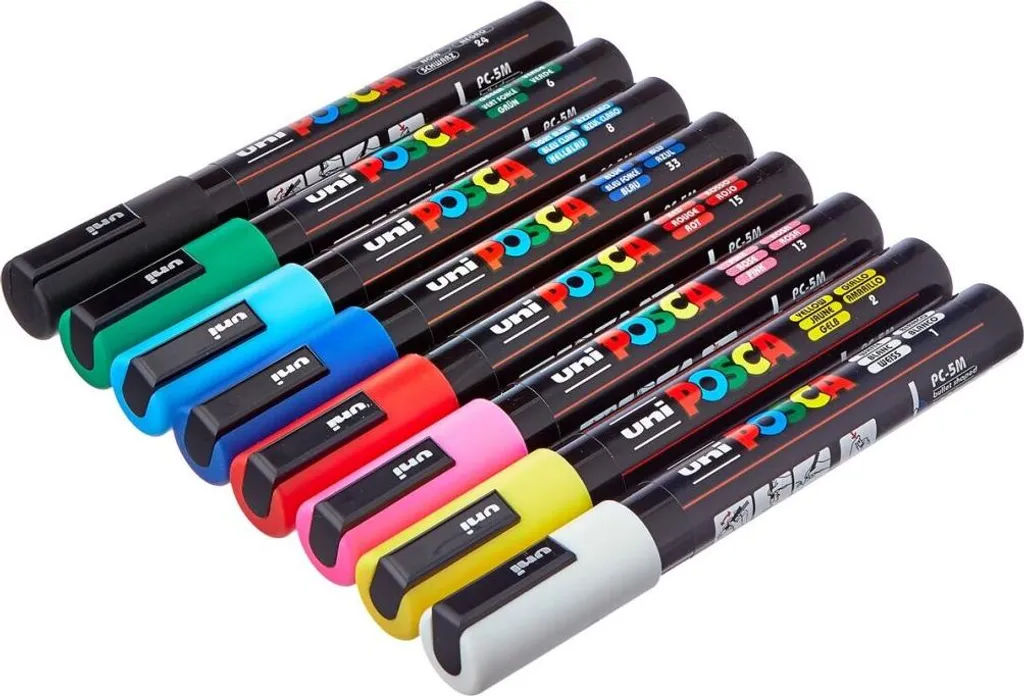 Marqueurs POSCA PC-5M pointe ogive 2.5mm - Set 8 couleurs de base vives - 3