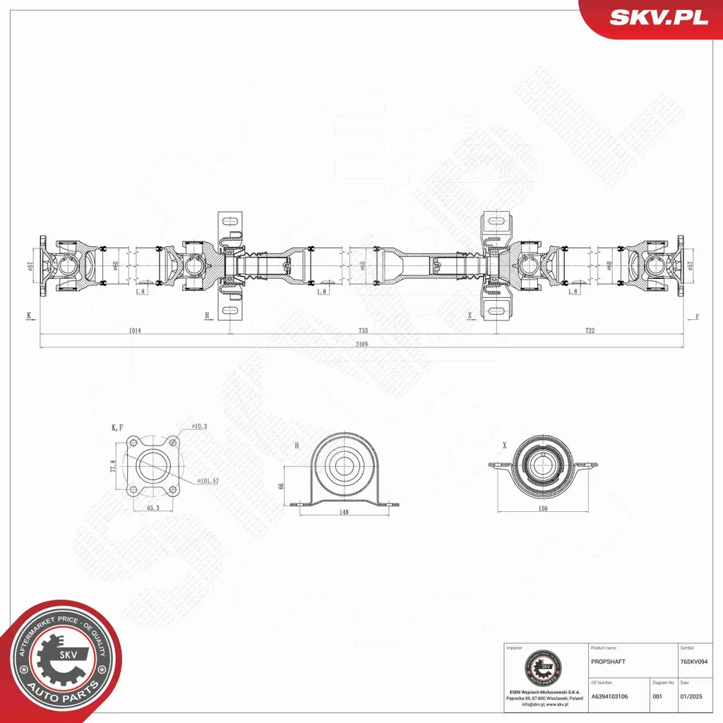 Arbre de transmission Mercedes Vito W639 : stop aux vibrations avec 76SKV094