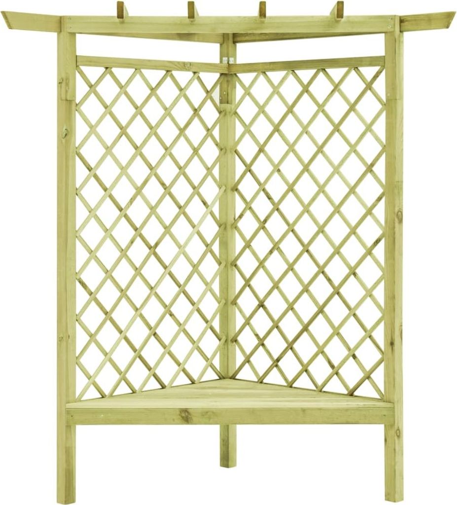vidaXL Rohová pergola s lavičkou 130×130×197 cm Obrázek produktu 