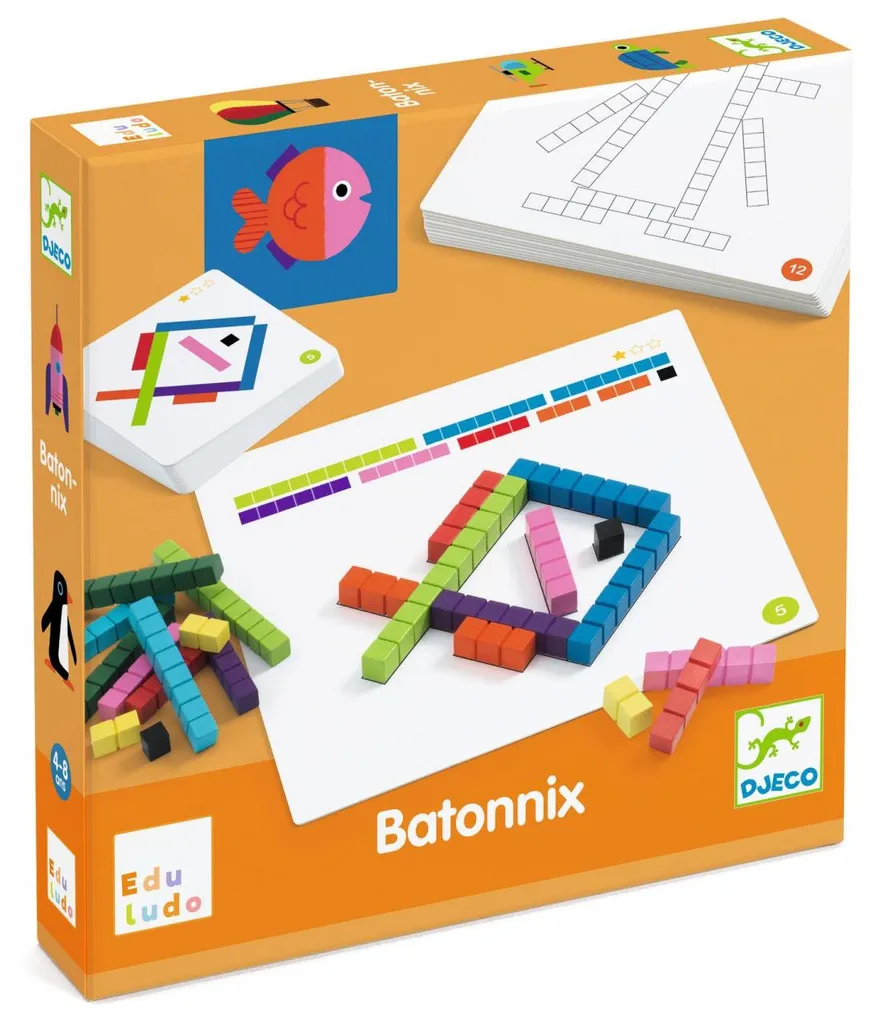 Jeu éducatif Batonnix Djeco : coffret de géométrie ludique en bois