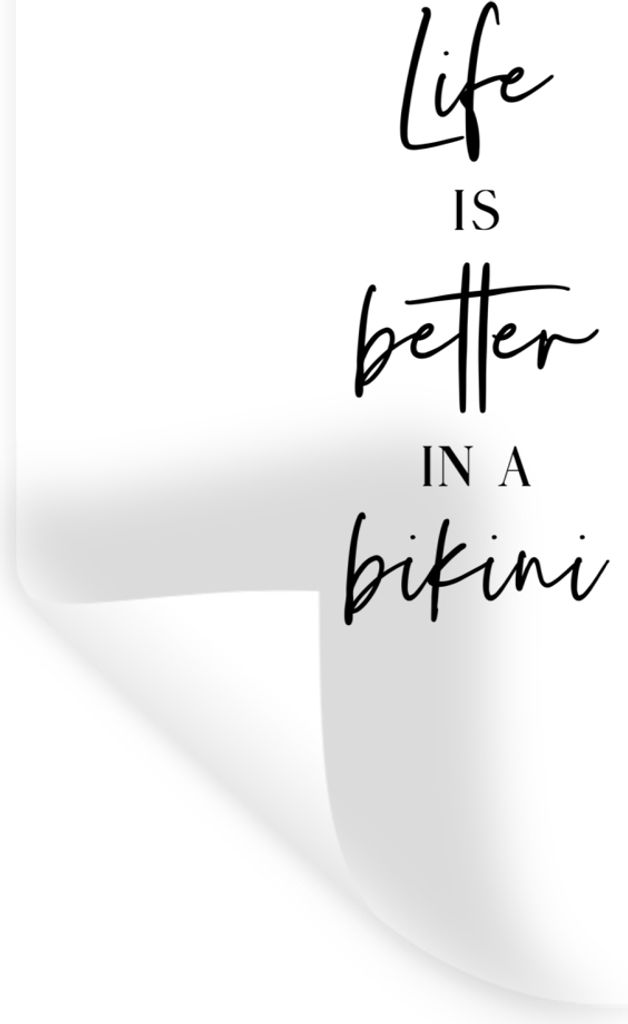 MuchoWow Wandtattoo Wandsticker Wandaufkleber Das Leben ist besser im Bikini - Zitat - Wythe 60x90 cm Selbstklebend und Repositionierbar - Sticke...
