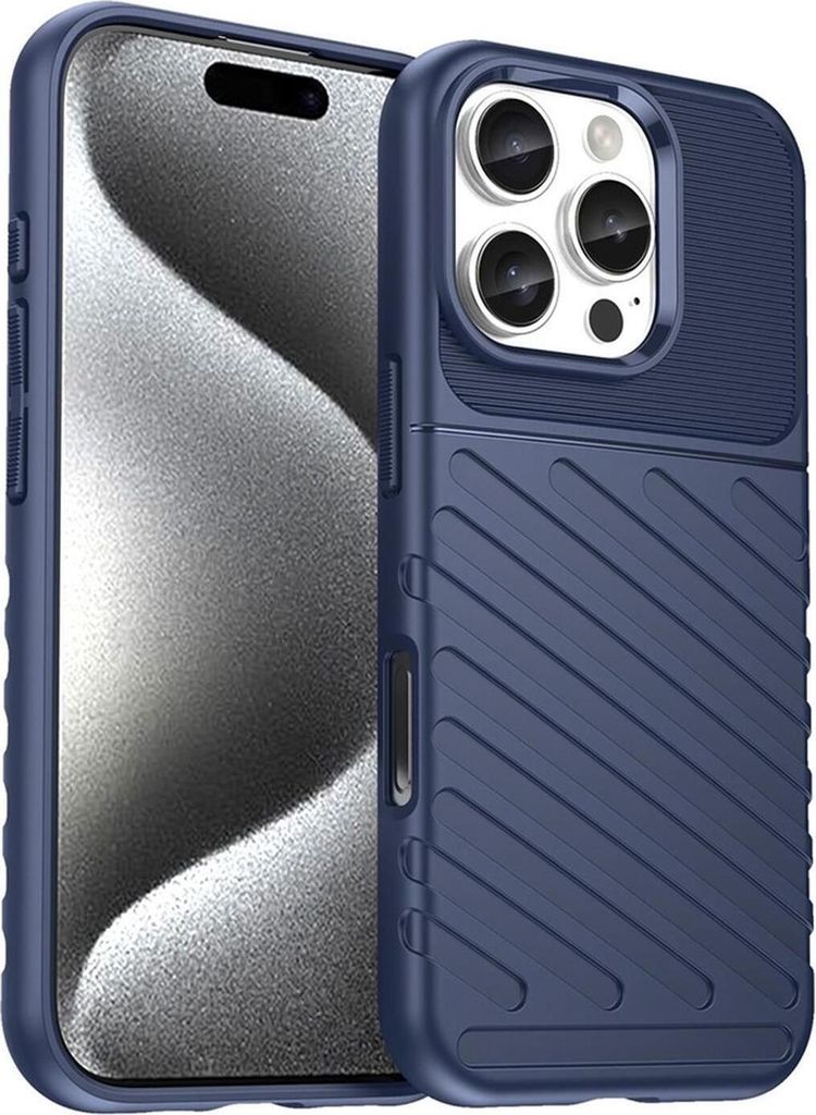 Conie Schutzhülle für iPhone 16 Pro Tasche Silikon Case Muster Cover Bumper TPU Hülle in Blau