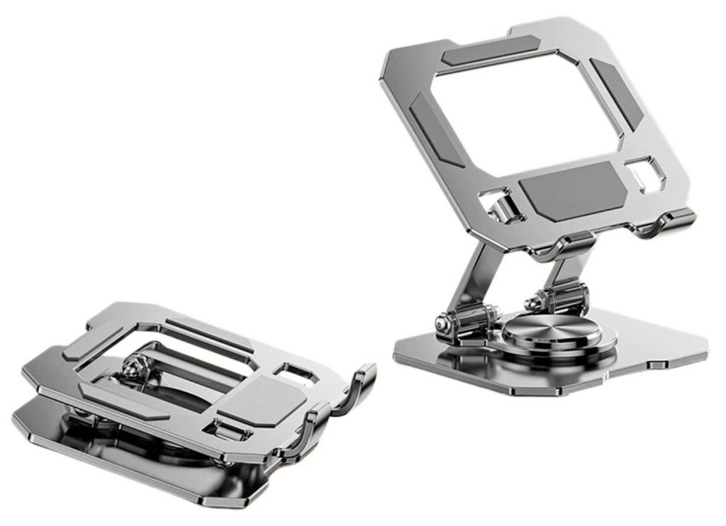 INF 258 360 Grad drehbarer Metall Tabletständer Kohlenstoffstahl 17.5x15x12.9cm Silber