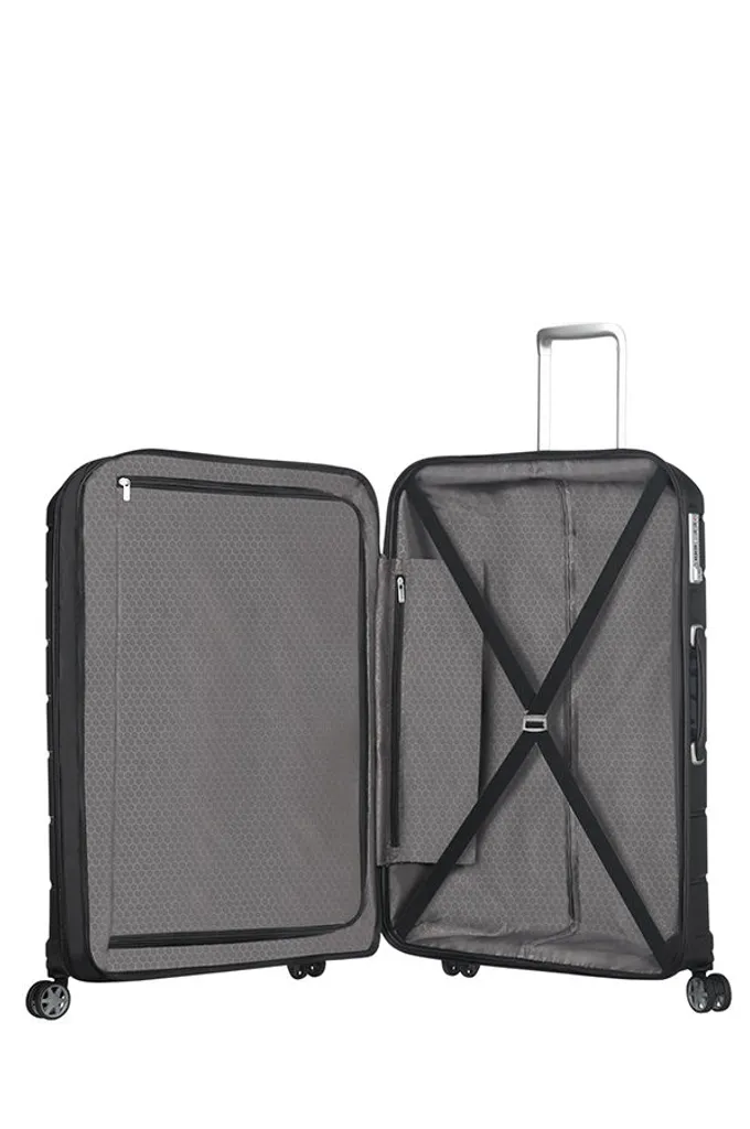 Bagage Soute Samsonite Flux Spinner 75cm Noir Idéal pour Vacances 2 Semaines