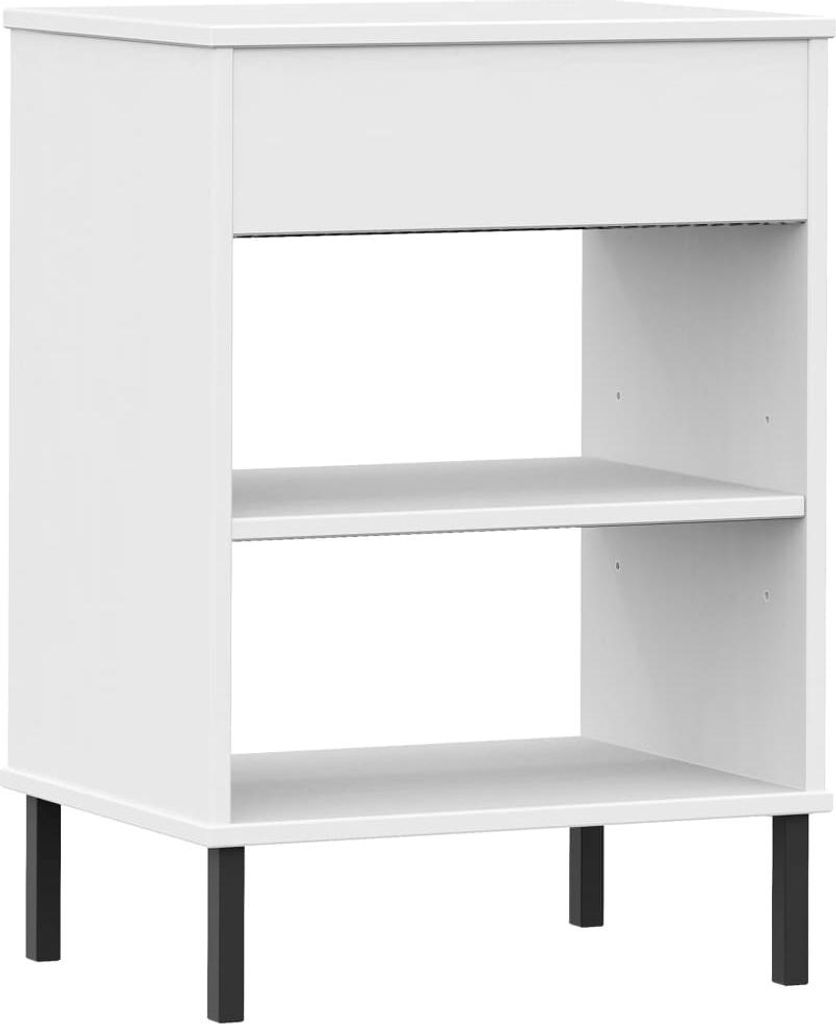 vidaXL Konsolenschrank OSLO mit Metallbeinen Weiß Massivholz Kiefer