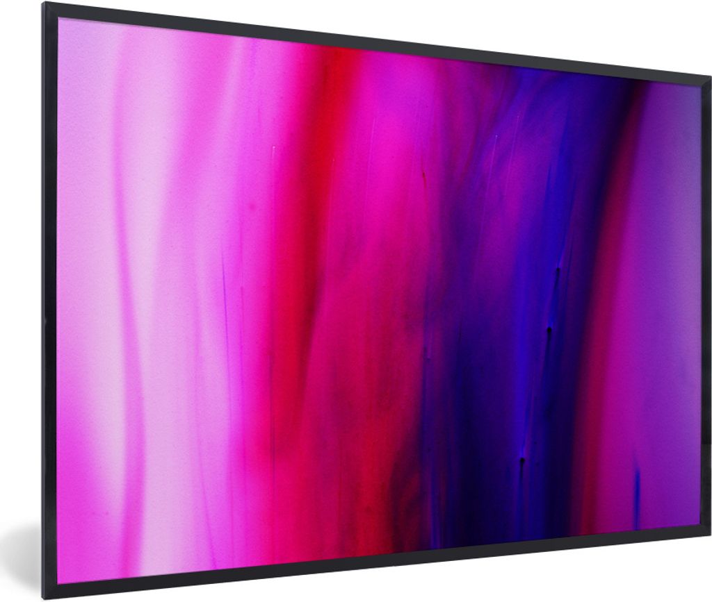 MuchoWow Gerahmtes Poster Färben - Rosa - Lila - Abstrakt 30x20 cm - Poster mit Schwarzem Bilderrahmen Wandposter Rahmen Foto Bilder - Kunstdruc...