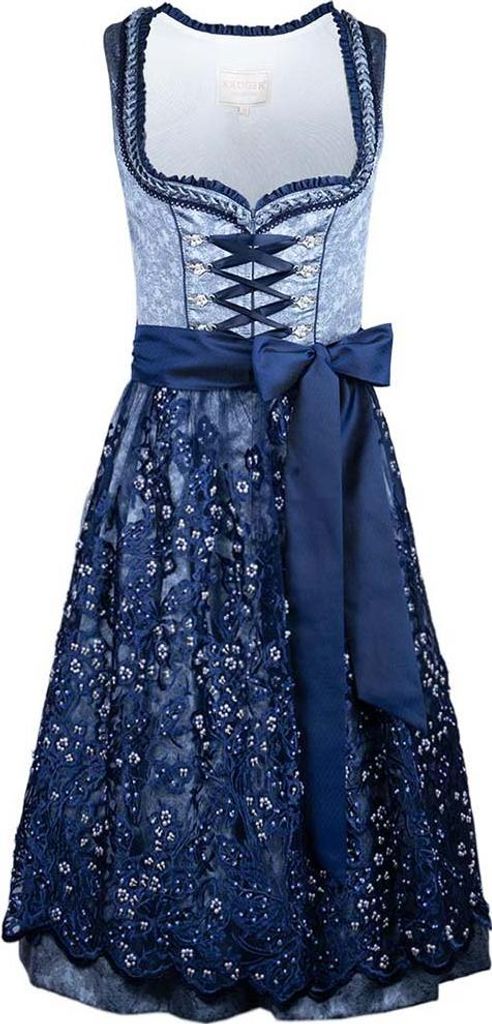 Dirndl Claudi 70er Länge blau 38