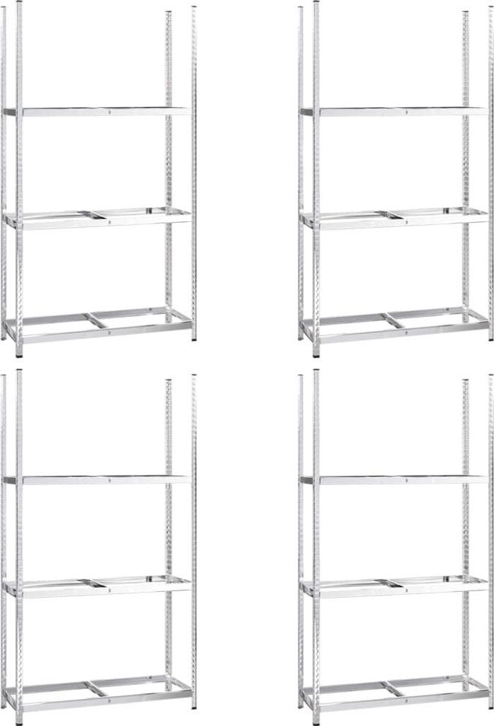 vidaXL Reifenregale mit 3 Böden 4 Stk. Silbern 110x40x200 cm Stahl