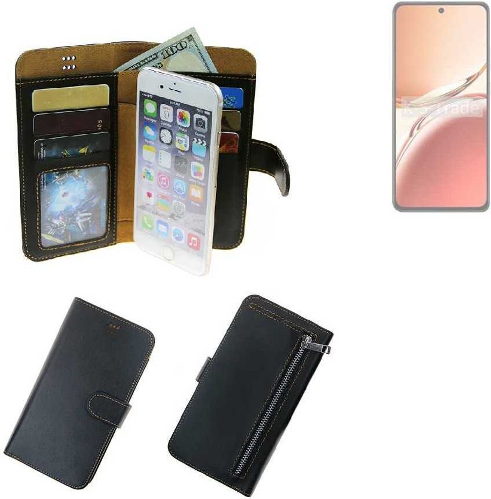 K-S-Trade Schutz Hülle kompatibel mit Oppo Reno12 F 5G Klapphülle Case Phone cover Slim Handytasche Handy Hülle schwarz aus Kunstleder (1 Stk)